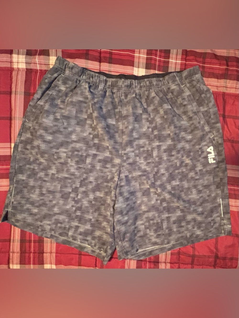 Fila Men's Gray-Black Pixel Camo Performance Shorts